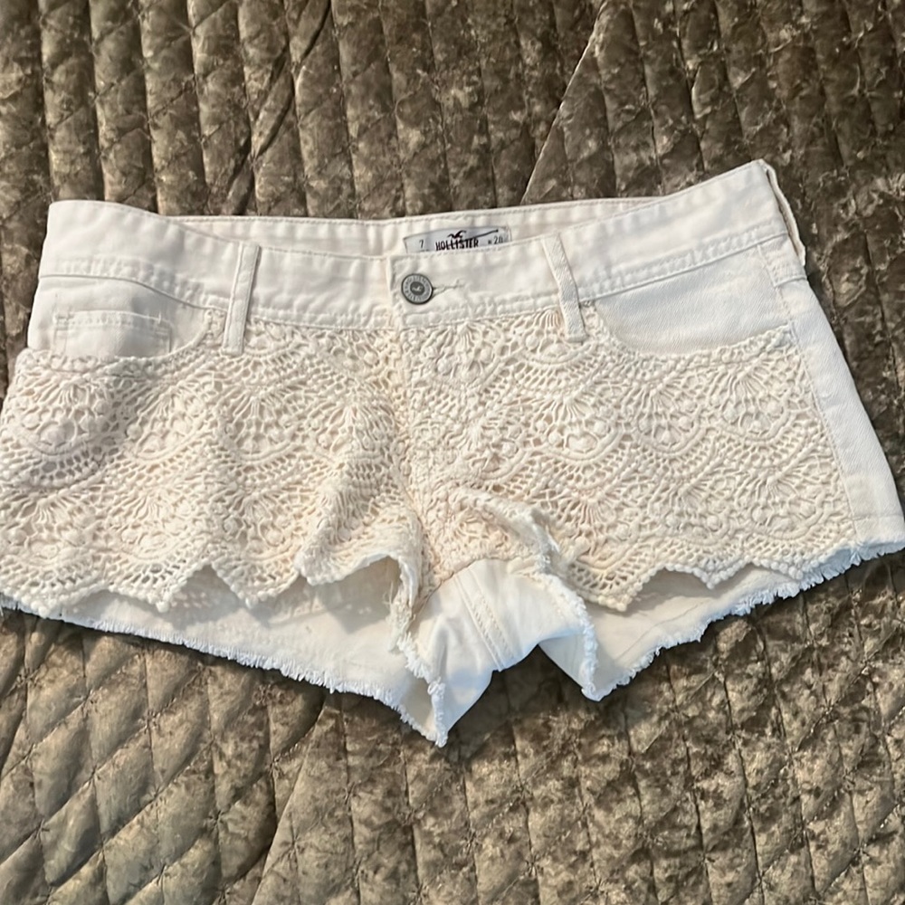 Hollister off white crochet shorts